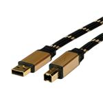 Roline Gold USB 2.0 kabel, Typ A(m) -> B(m), 4.5m