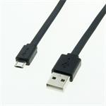 Roline micro USB 2.0 kabel, 1m, plochý, černý