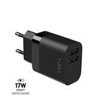 Síťová nabíječka FIXED s 2xUSB výstupem, 17W Smart Rapid Charge, černá