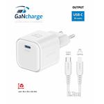 Swissten 35W GaN nabíječka, 1x USB-C, bílá + kabel Lightning 1.2m