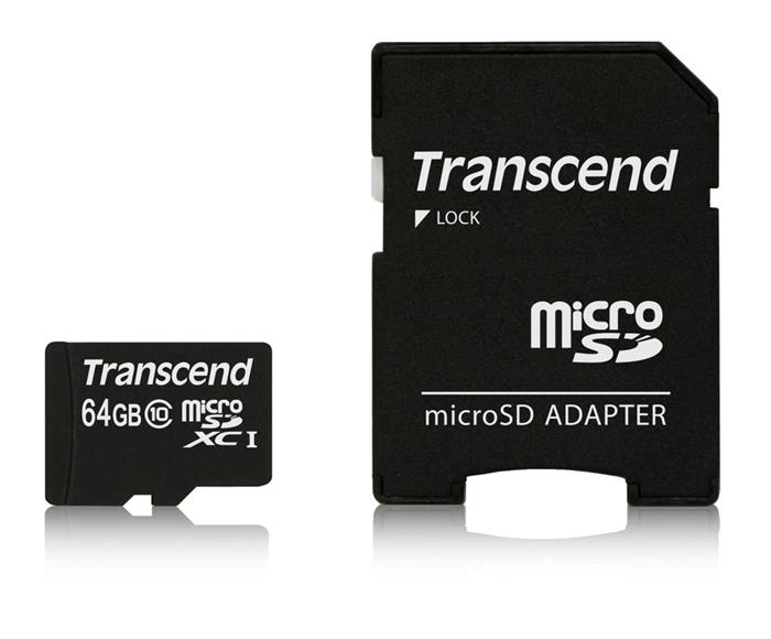 Transcend 64GB microSDXC karta, UHS-I U1 + adaptér