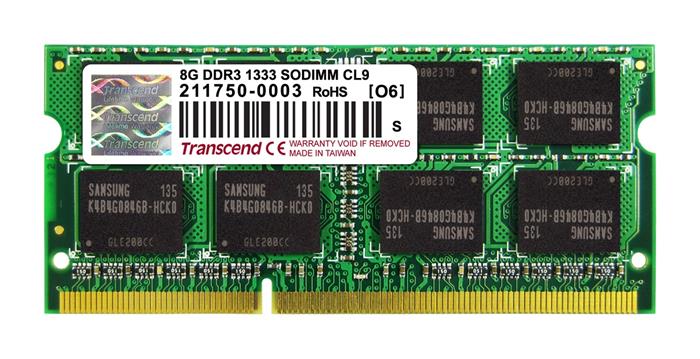 Transcend 8GB DDR3 1333MHz CL9, 2Rx8, SO-DIMM