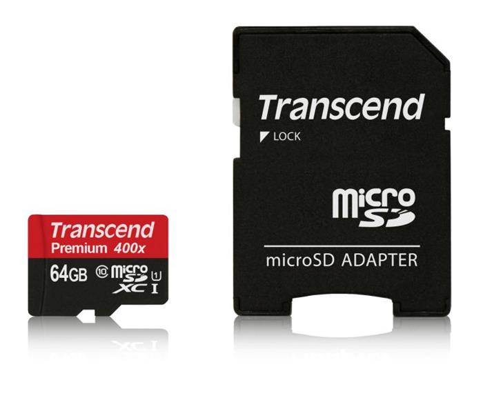 Transcend Premium 64GB MicroSDXC karta, Class 10, UHS-I + adaptér