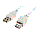 USB 2.0 kabel prodlužovací A-A, M-F, bílý, 1.8m