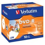Verbatim DVD-R Wide Printable, 4.7GB, 16x, 10ks, jewel case