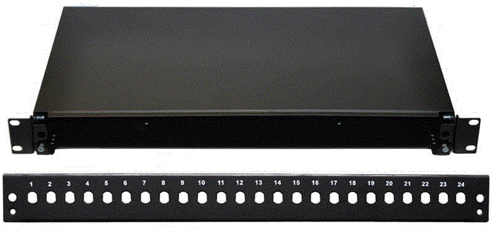 19" Optická vana 24xST černá, aret. plast. klipem