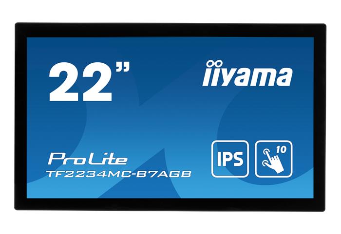 22" iiyama TF2234MC-B7AGB: IPS, FullHD, capacitive, 10P, 350cd/m2, VGA, HDMI, DP, IP65, černý