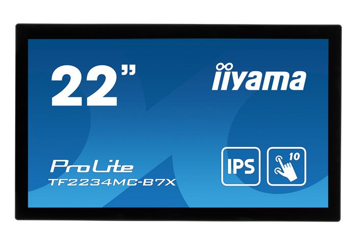 22" iiyama TF2234MC-B7X: IPS, FullHD, capacitive, 10P, 350cd/m2, VGA, DP, HDMI, IP65, černý