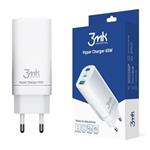 3mk nabíječka do sítě Hyper Charger 65W, GaN, 2x USB-C (PD) + 1x USB, bílá