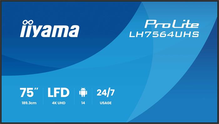 75" iiyama LH7564UHS-B1AG:VA, 4K UHD,Android,24/7