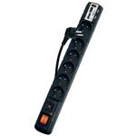 Acar USB 5m kabel, 6 zásuvek, přepěťová ochrana, 2x USB, černý