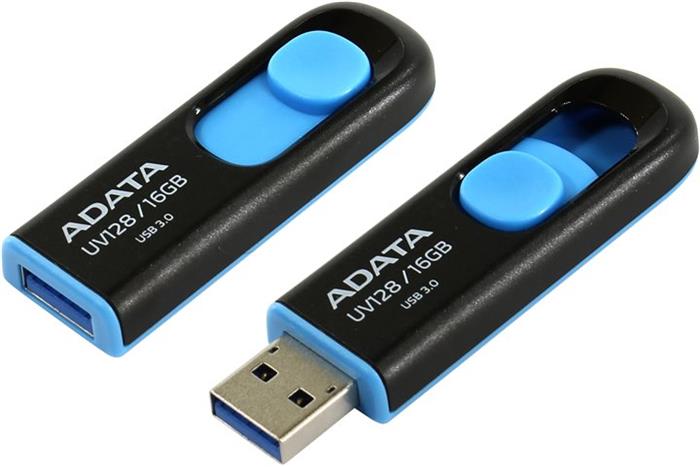 ADATA Dash Drive UV128 - 16GB, flash disk, USB 3.0, černo-modrý