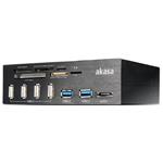 AKASA InterConnect Pro, multifunkční panel do 5.25" šachty, černý