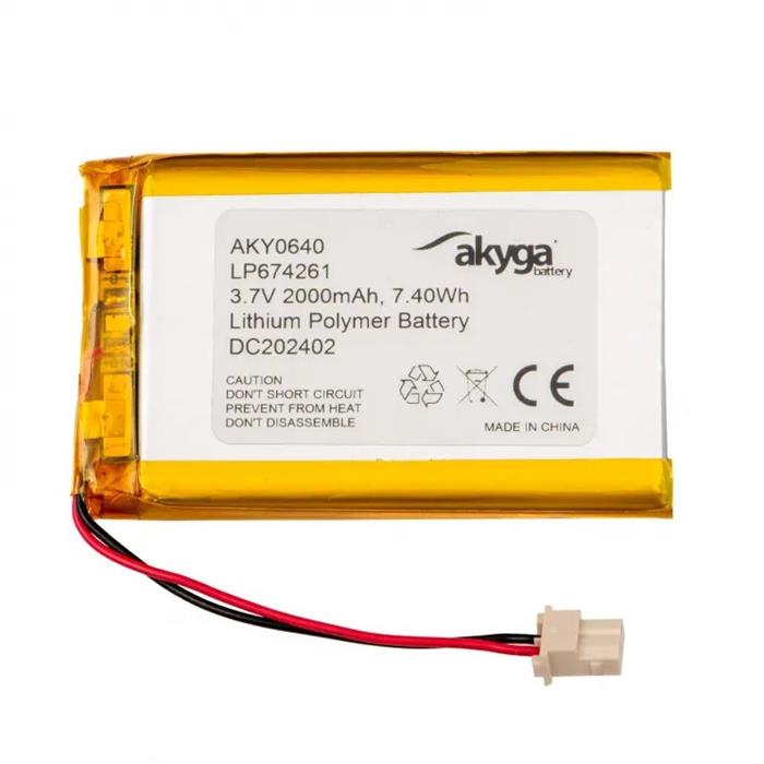 Akyga Li-Pol baterie LP674261 3.7V/2000mAh PCM Molex 2.50 2Pin
