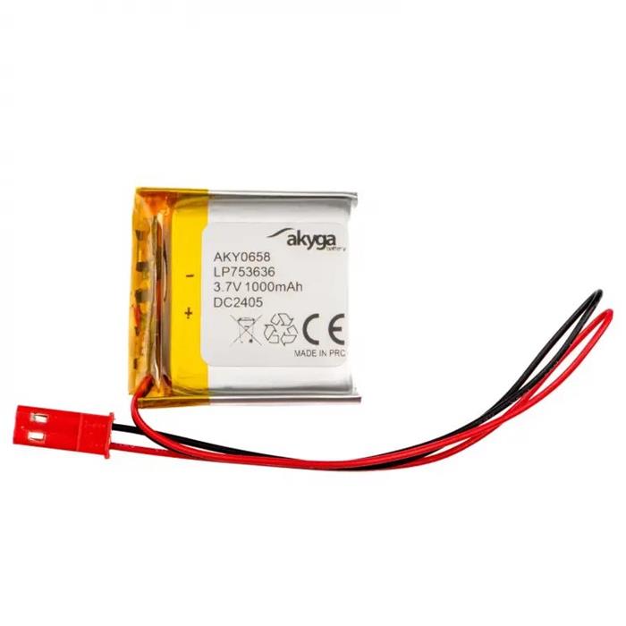 Akyga Li-Pol baterie LP753636 3.7V/1000mAh PCM JST 2.54 2-Pin
