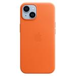 Apple Kožený kryt s MagSafe na iPhone 14 – oranžový