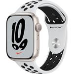 Apple Watch Nike Series 7 45mm bílý hliník s platinovým/černým sportovním řemínkem Nike