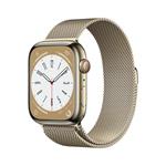 Apple Watch Series 8 Cellular 45mm zlatá ocel se zlatým milánským tahem