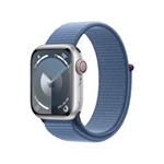 Apple Watch Series 9 Cellular 41mm Stříbrný hliník s ledově modrým provlékacím řemínkem