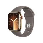 Apple Watch Series 9 Cellular 41mm Zlatá ocel s jílově šedým sportovním řemínkem M/L