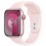 Apple Watch Series 9 Cellular 45mm Růžový hliník se světle růžovým sportovním řemínkem S/M