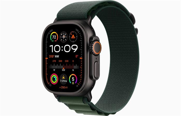 Apple Watch Ultra 2 (2024) 49mm Černý titan s tmavě zeleným alpským tahem M