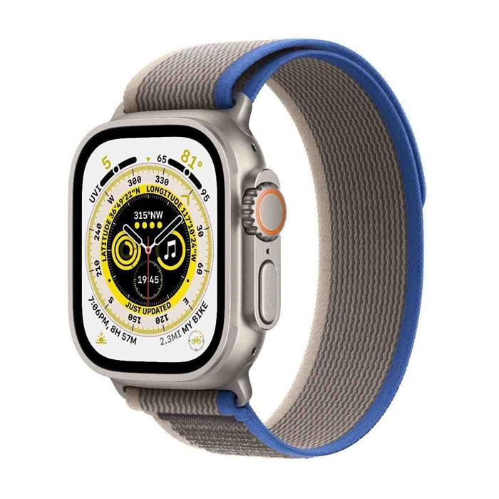 Apple Watch Ultra GPS + Cellular, 49mm Titanium Case with Blue/Gray Trail Loop - M/L