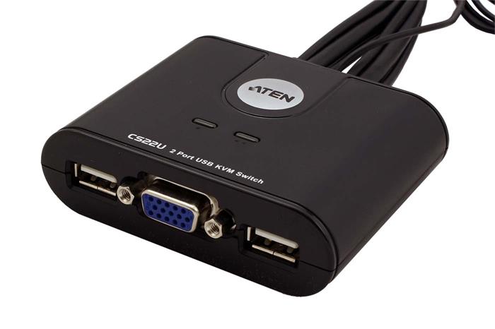 ATEN CS-22U, KVM switch pro 2 PC, D-Sub + USB