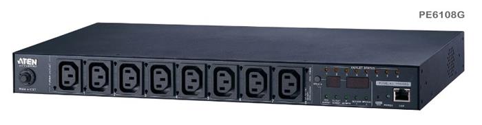 ATEN PE6108 15A/10A 8 výstupů 1U s měřením a přepínáním eco PDU Vstup C20 Výstup 8x C13