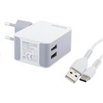 AVACOM HomeNOW síťová nabíječka 3,4A se dvěma výstupy, bílá barva (USB-C kabel)
