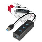 AXAGON 4-portový USB3.0 hub, podpora rychlonabíjení, 30cm kabel