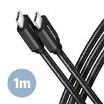 AXAGON BUCM3-CM10AB, kabel USB-C <-> USB-C, 1m, USB 3.0, PD60W, ALU, oplet, černý