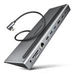 AXAGON HMC-4KX3 USB-C dock, 3x USB-A, 2x HDMI, DP, RJ-45 GLAN, SD/microSD, audio, PD 100W, kabel USB-C 40cm