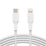 BELKIN kabel oplétaný USB-C - Lightning, 1m, bílý