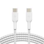 BELKIN kabel oplétaný USB-C - USB-C, 1m, bílý