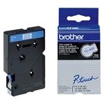 Brother TC-203 12mm bílá; laminovaná páska, 7,7m, modrý potisk