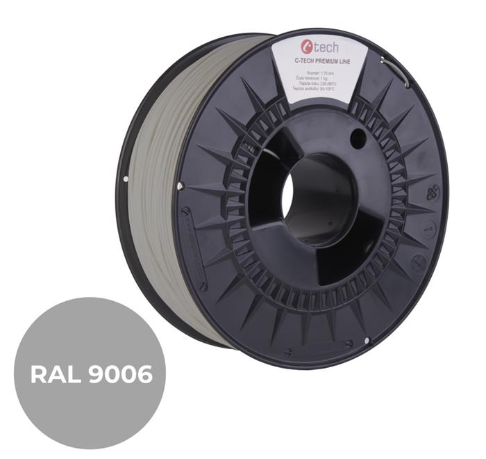 C-TECH tisková struna PREMIUM LINE ( filament ) , PLA, bílý hliník, RAL9006, 1,75mm, 1kg