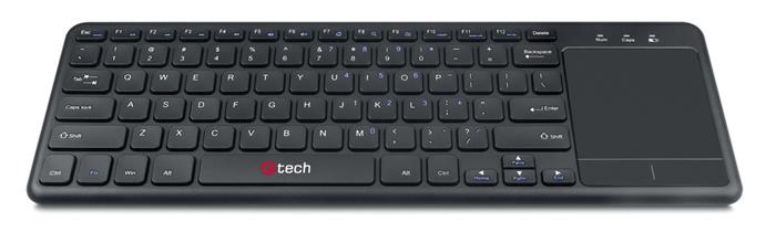 C-TECH WLTK-01, bezdrátová klávesnice s touchpadem, USB, CZ, černá