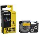Casio originální páska do tiskárny štítků, Casio, XR-18YW1, černý tisk/žlutý podklad, nelaminovaná, 8m, 18mm