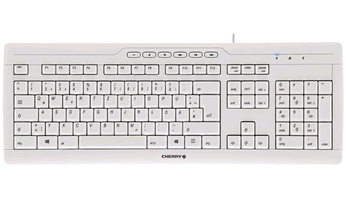 CHERRY STREAM, klávesnice, USB, CZ, bílá