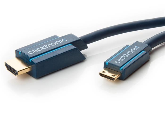 ClickTronic propojovací kabel z mini HDMI -> HDMI 1.4, 2m, zlacený