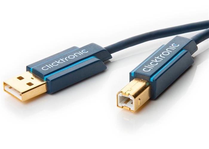 ClickTronic propojovací USB 2.0 kabel, A-B, zlacené konektory, 3m