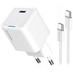 COLORWAY 1x USB-C/ síťová nabíječka/ GaN/ PD/ PPS/ 35W/ Včetně 100cm kabelu/ Bílá
