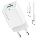 COLORWAY 1x USB-C/ síťová nabíječka/ GaN/ PD/ PPS/ QC/ 35W/ Včetně 100cm kabelu/ Bílá