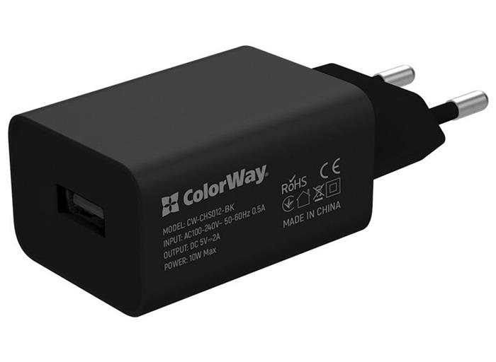 COLORWAY USB nabíječka, 10W, 1x USB port, černá