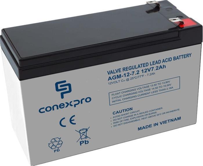 Conexpro olověná baterie AGM 12V 7,2Ah, Faston 6,3mm