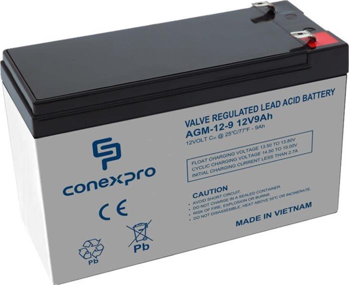 Conexpro olověná baterie AGM 12V 9Ah, Faston 6,3mm