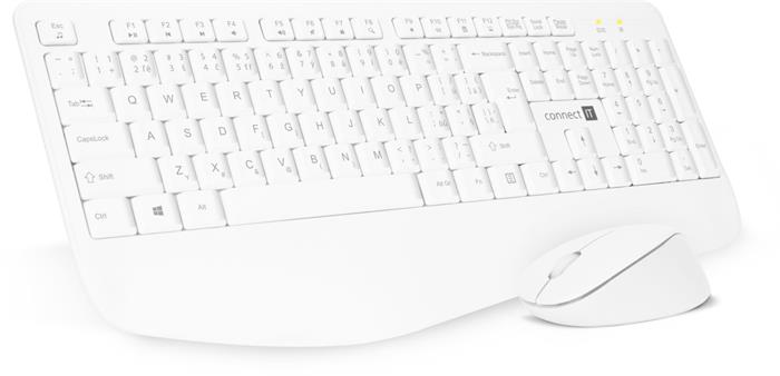 CONNECT IT Combo bezdrátová bílá klávesnice + myš, (+1x AAA +1x AA baterie zdarma), CZ layout