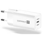 CONNECT IT Fast PD Charge nabíjecí adaptér 1×USB-C, 18W PD, BÍLÝ