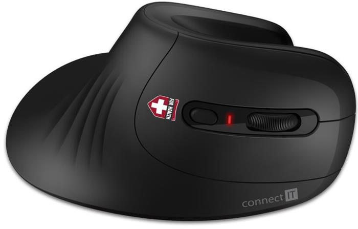 CONNECT IT FOR HEALTH bezdrátová vertikální myš, 1600dpi, U shape, černá